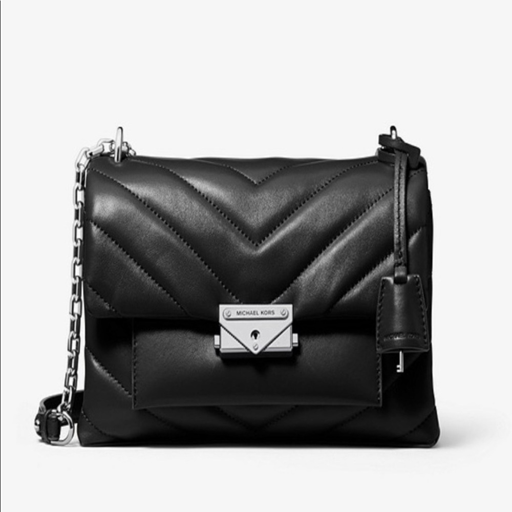 💕 Authentic Michael Kors Quilted Leather Convertible Black Shoulder Bag 💕NWOT